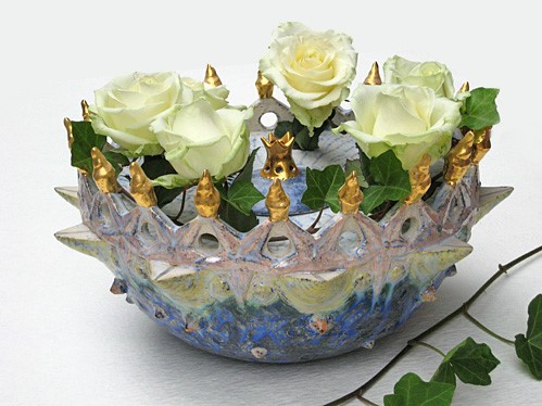 Blumensteckschale mit Öllampe